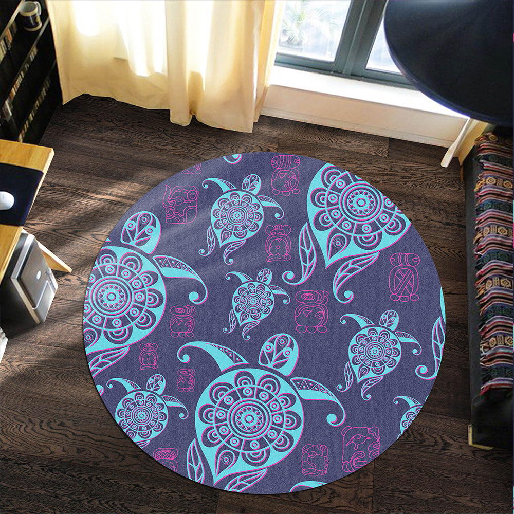 Hawaii Round Rug Turtle Neon