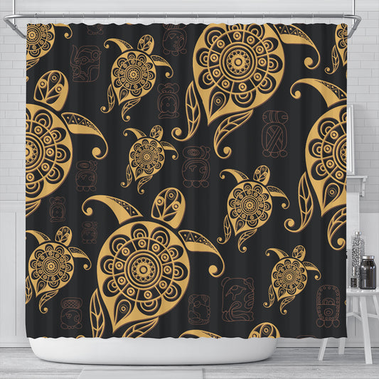 Hawaii Shower Curtain Turtle Pattern Golden