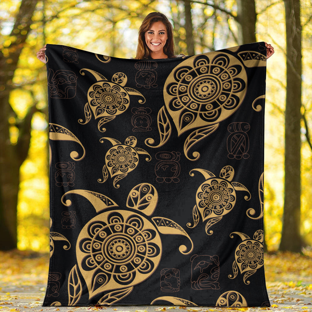 Hawaii Premium Blanket Turtle Pattern Golden