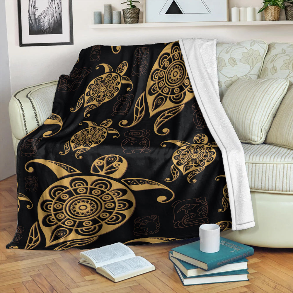 Hawaii Premium Blanket Turtle Pattern Golden
