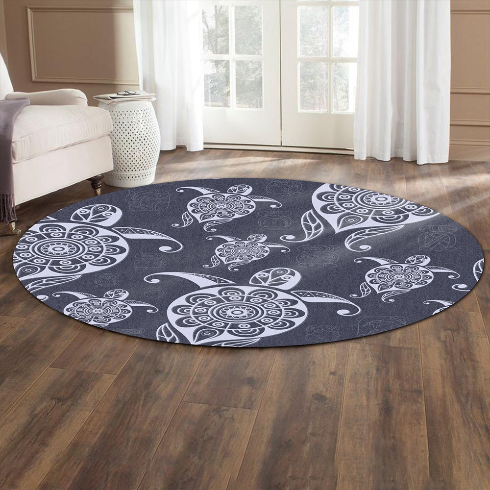 Hawaii Round Rug Turtle Pattern Wonderfull