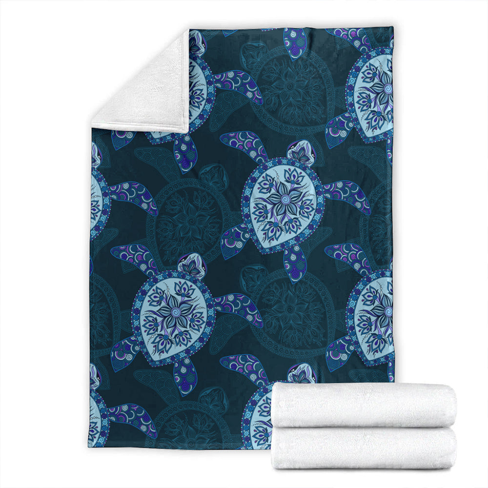 Hawaii Premium Blanket Turtle Plumeria Blue