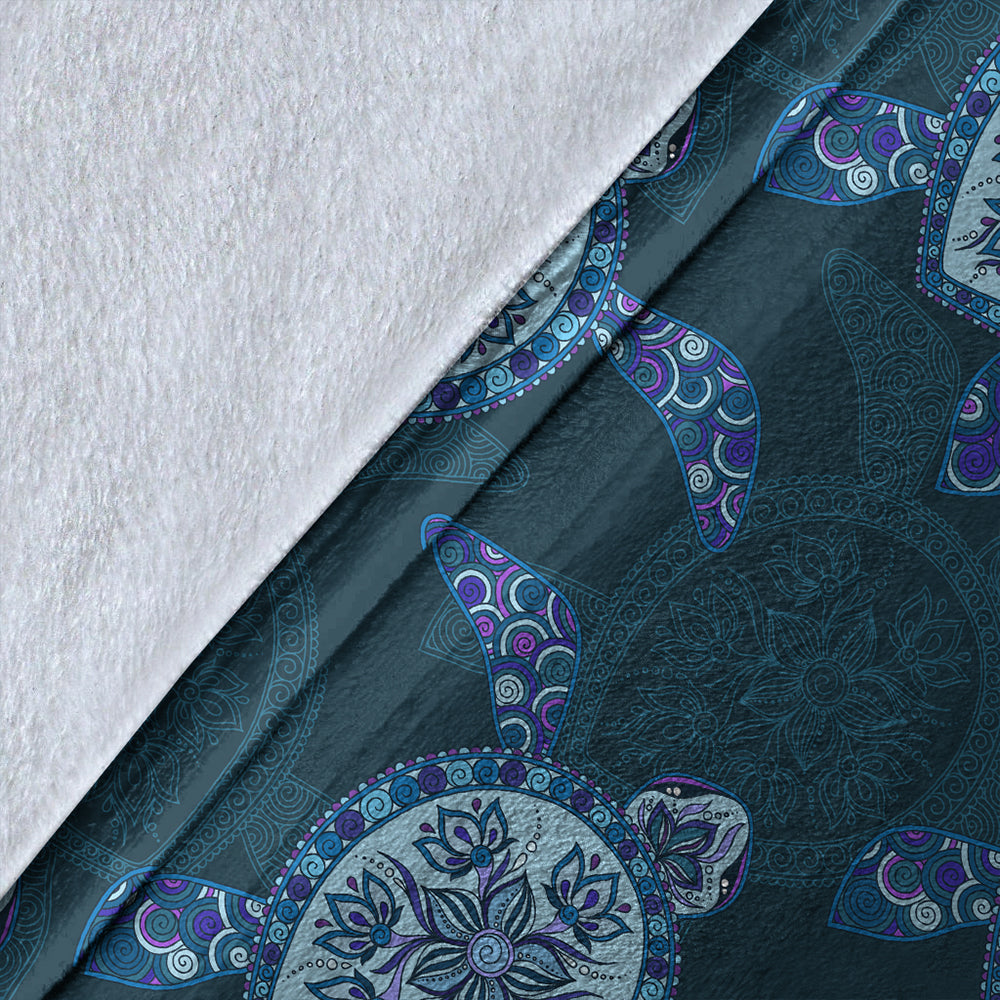 Hawaii Premium Blanket Turtle Plumeria Blue