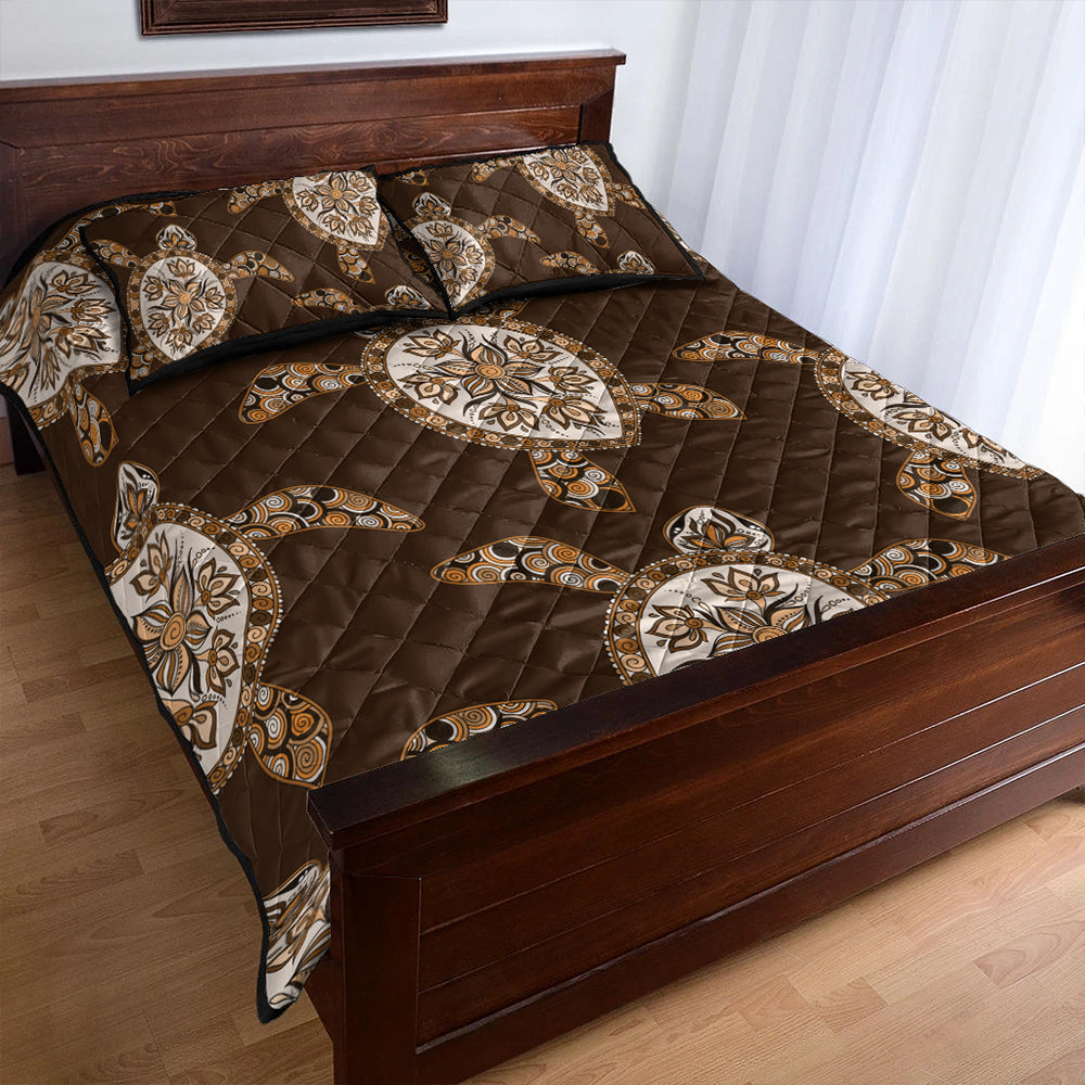 Hawaii Quilt Bed Set Turtle Plumeria Grown