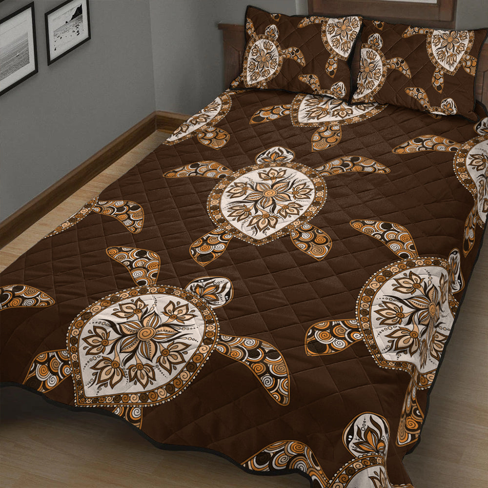 Hawaii Quilt Bed Set Turtle Plumeria Grown