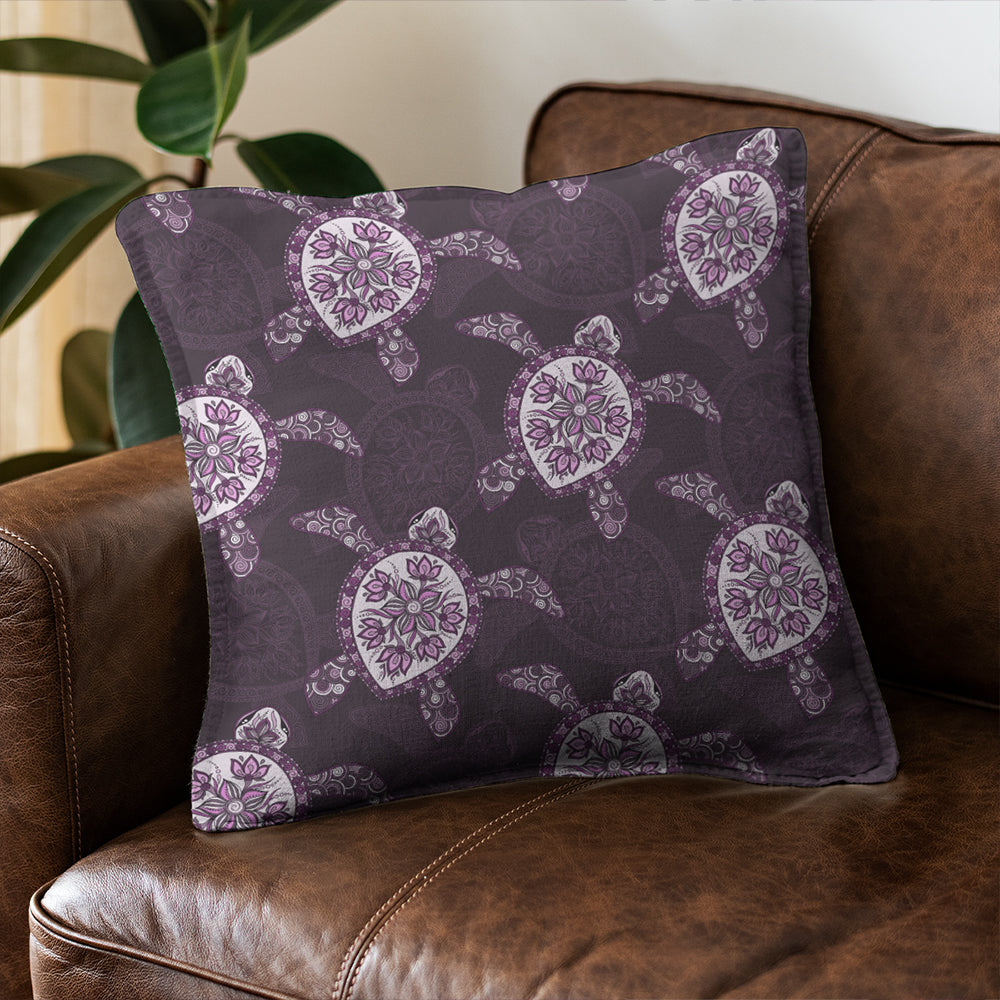 Hawaii Pillow Cover Turtle Plumeria Violet