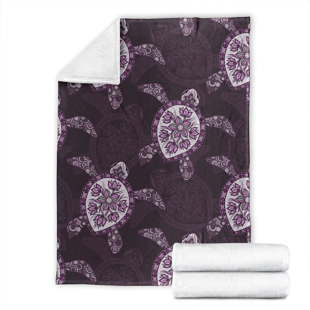 Hawaii Premium Blanket Turtle Plumeria Violet