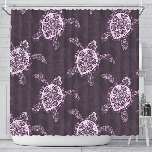 Hawaii Shower Curtain Turtle Plumeria Violet
