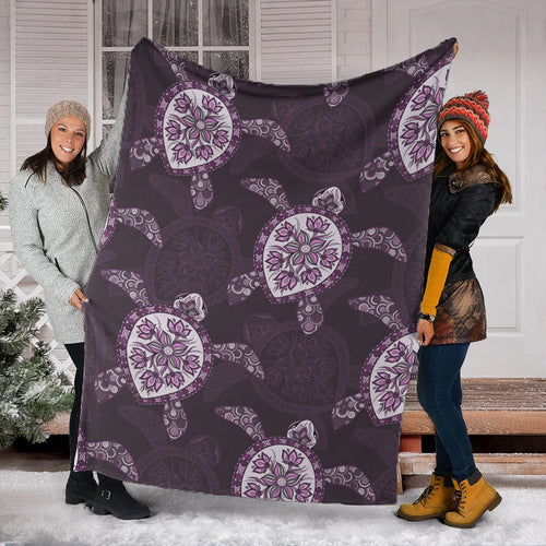 Hawaii Premium Blanket Turtle Plumeria Violet