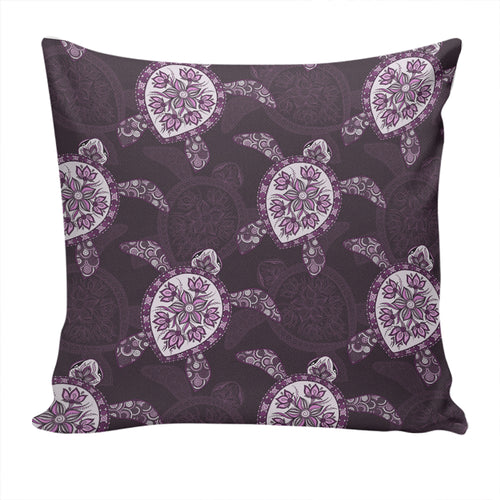 Hawaii Pillow Cover Turtle Plumeria Violet