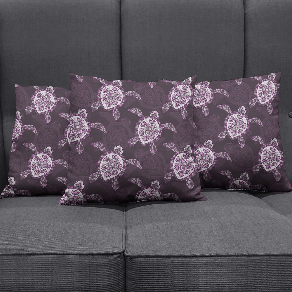 Hawaii Pillow Cover Turtle Plumeria Violet