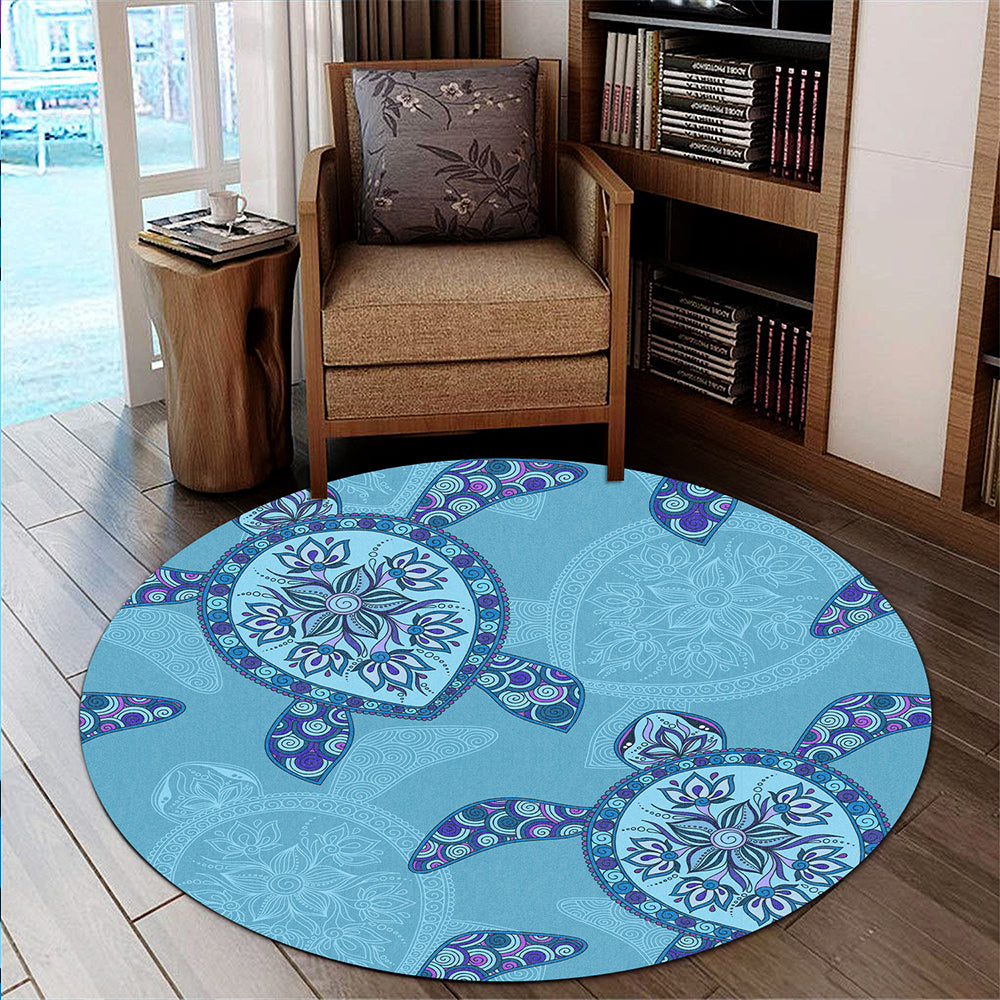 Hawaii Round Rug Turtle Plumeria