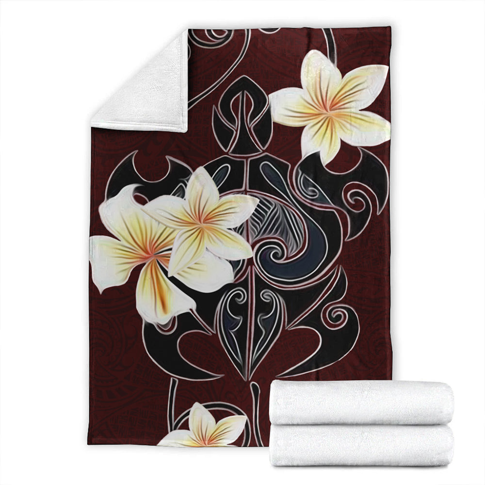 Hawaii Premium Blanket Turtle Poly Trinal Plumeria Red