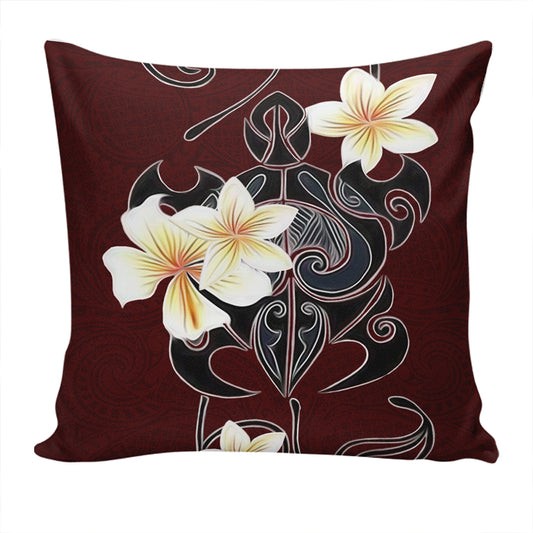 Hawaii Pillow Cover Turtle Poly Trinal Plumeria Red