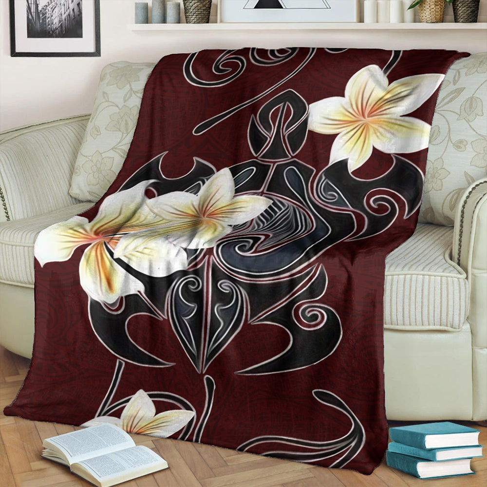 Hawaii Premium Blanket Turtle Poly Trinal Plumeria Red