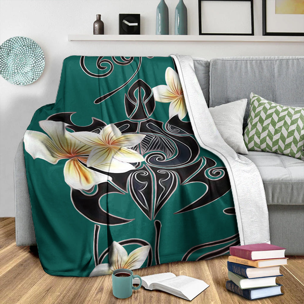 Hawaii Premium Blanket Turtle Poly Trinal Plumeria Turquoise