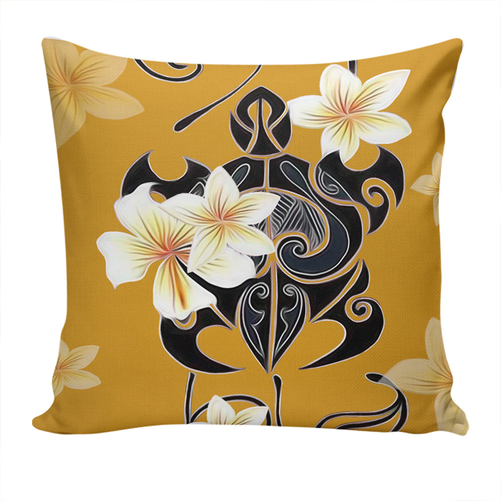 Hawaii Pillow Cover Turtle Poly Trinal Plumeria Yellow