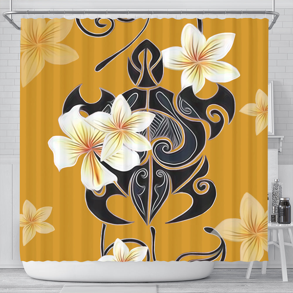 Hawaii Shower Curtain Turtle Poly Trinal Plumeria Yellow