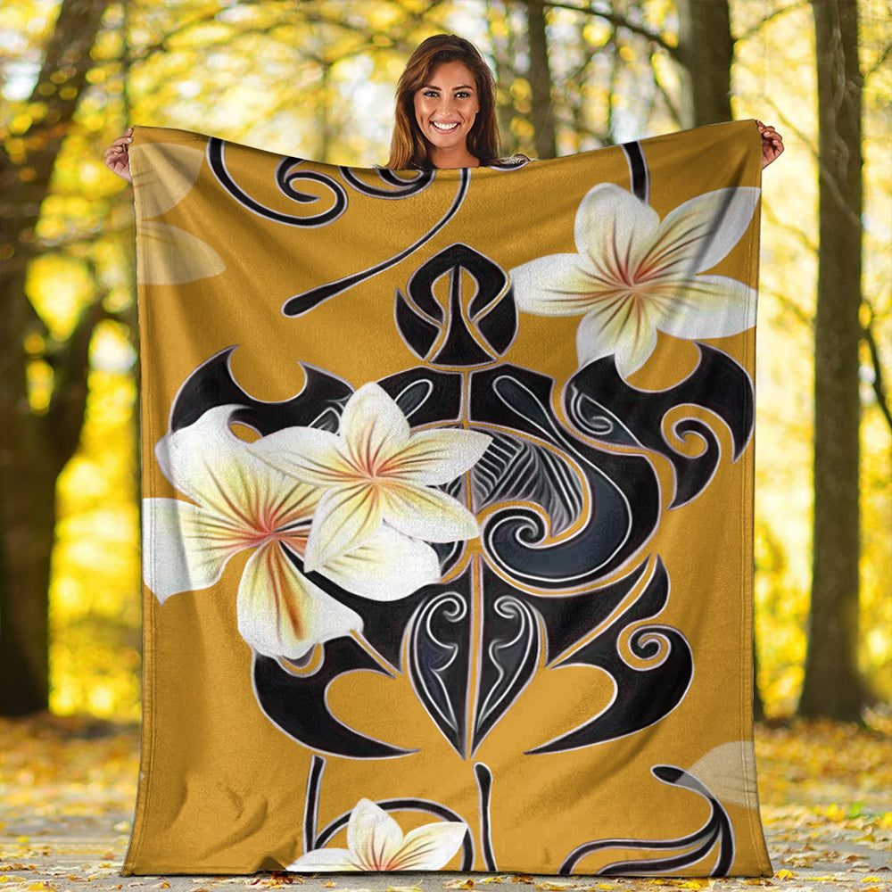 Hawaii Premium Blanket Turtle Poly Trinal Plumeria Yellow