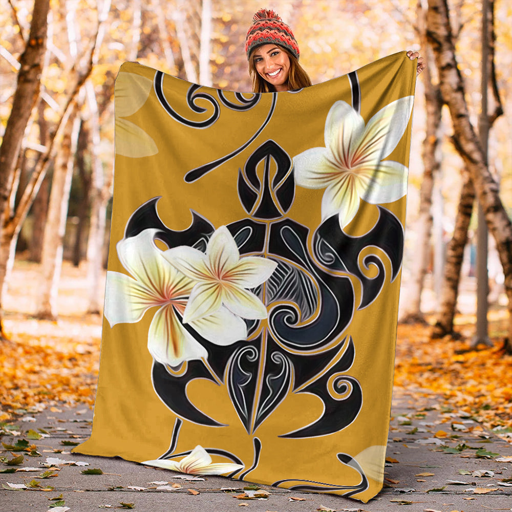 Hawaii Premium Blanket Turtle Poly Trinal Plumeria Yellow