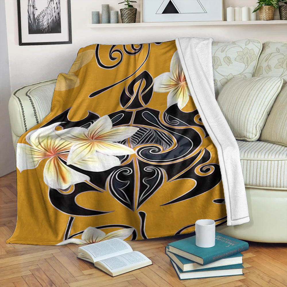 Hawaii Premium Blanket Turtle Poly Trinal Plumeria Yellow