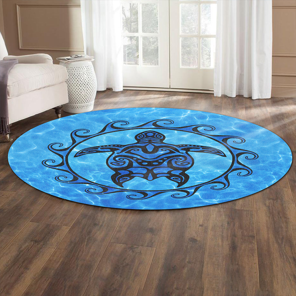 Hawaii Round Rug Turtle Polynesia Sea