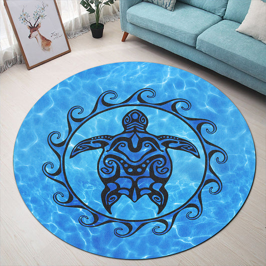 Hawaii Round Rug Turtle Polynesia Sea