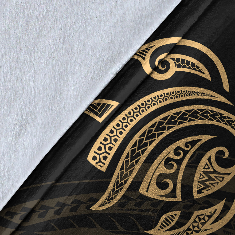 Hawaii Premium Blanket Turtle Polynesian Map Plumeria Gold