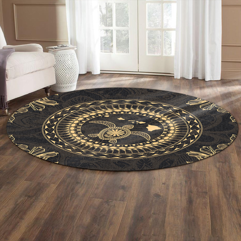 Hawaii Round Rug Turtle Tradition