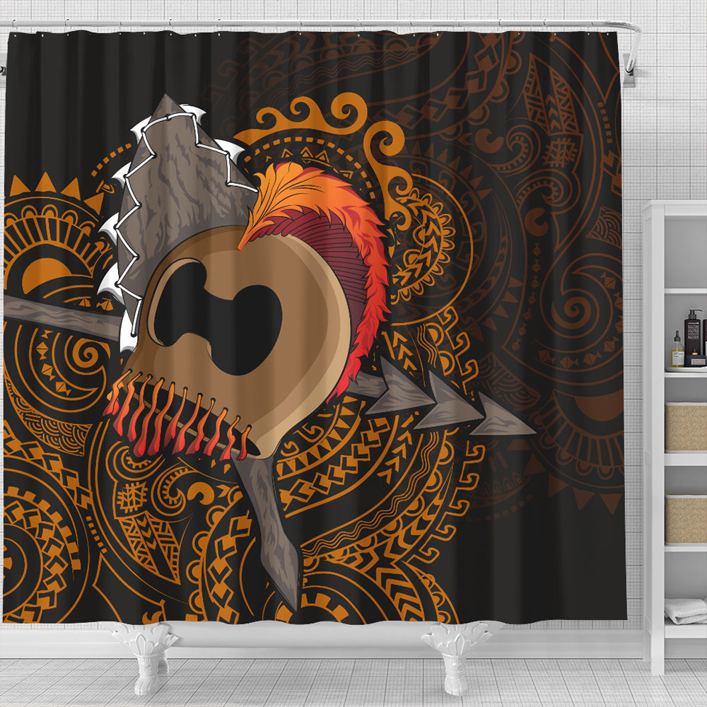 Hawaii Shower Curtain Warrior Helmet Polynesian