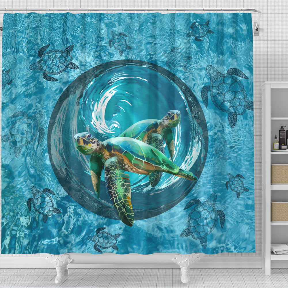 Hawaii Shower Curtain Whirlpool Turtle Polynesian