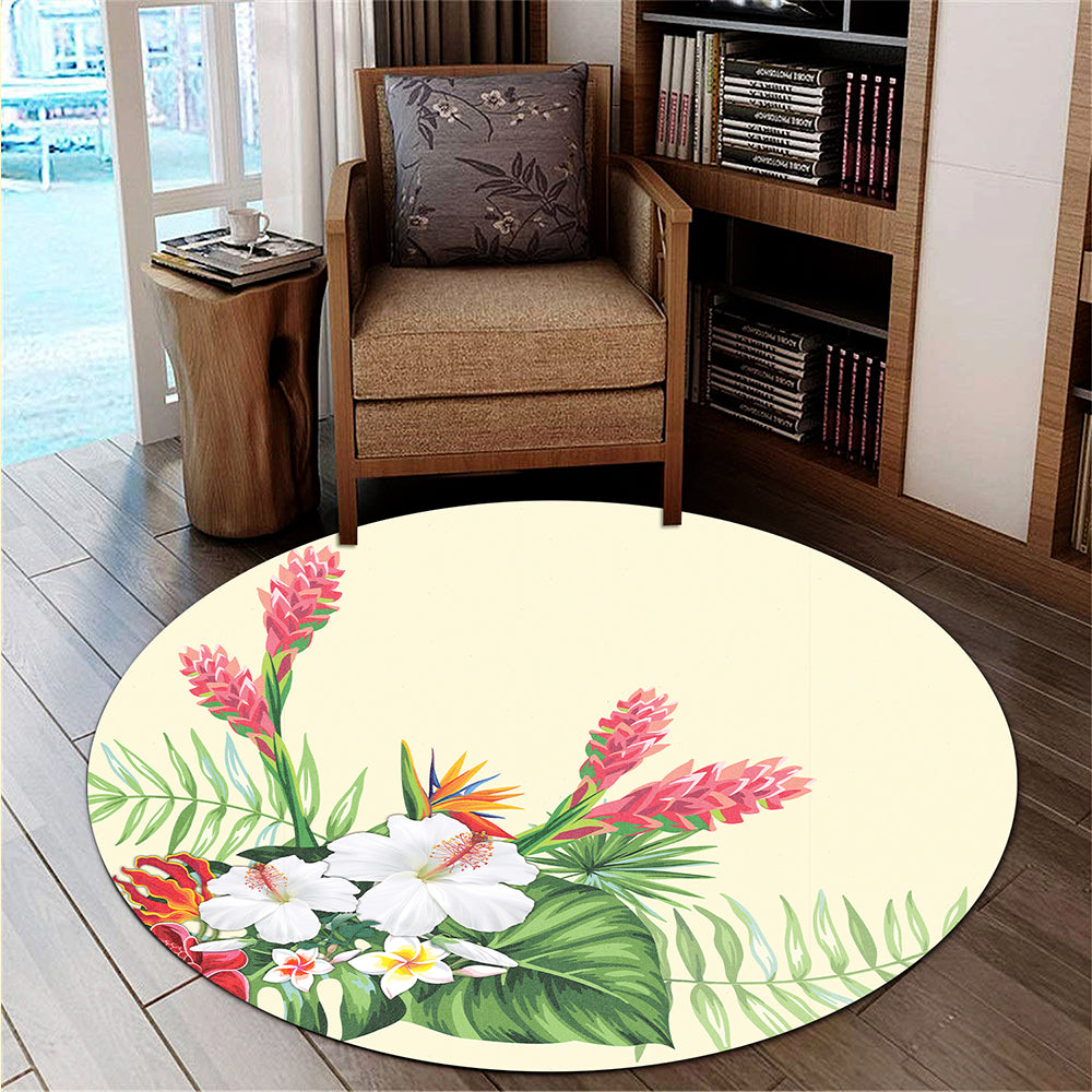 Hawaii Round Rug Wonderful Hibiscus Flower