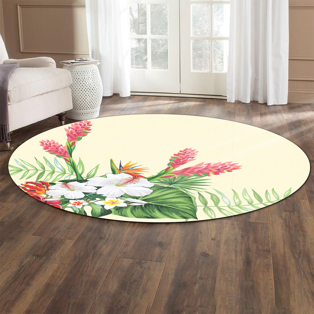 Hawaii Round Rug Wonderful Hibiscus Flower