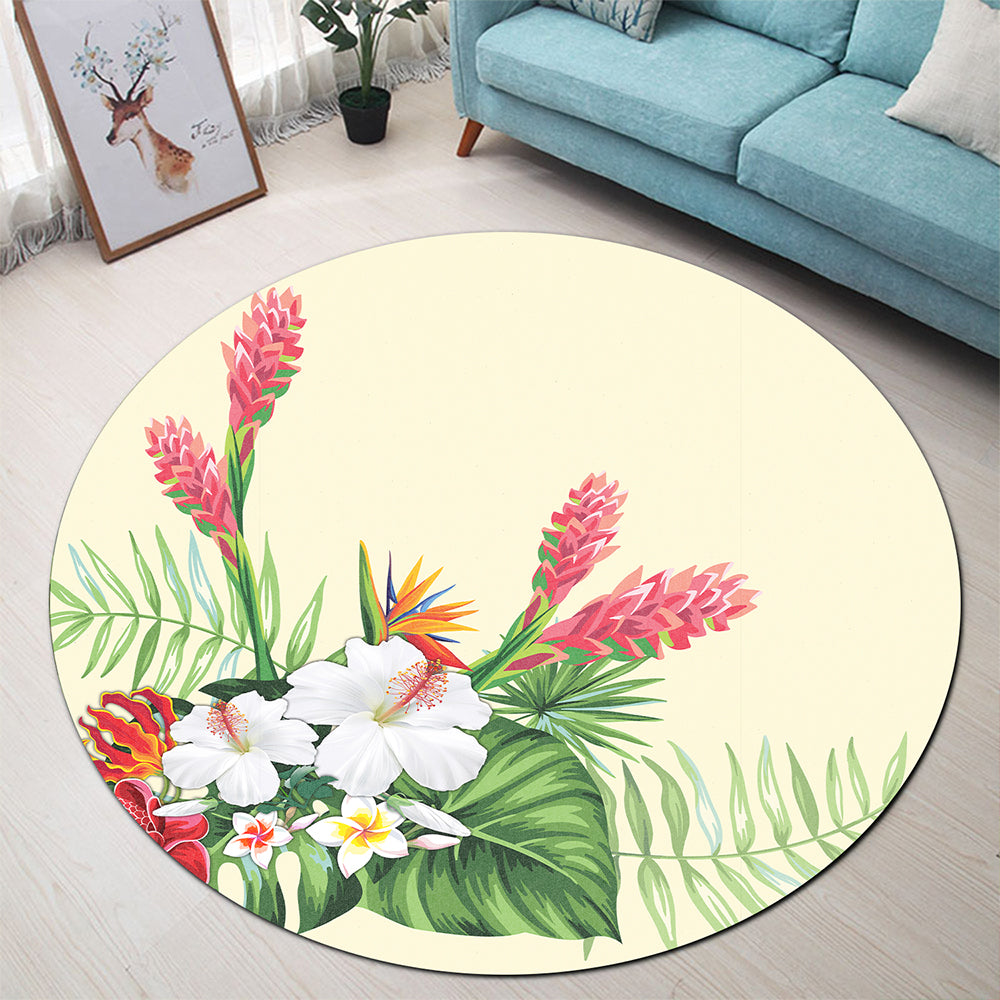 Hawaii Round Rug Wonderful Hibiscus Flower