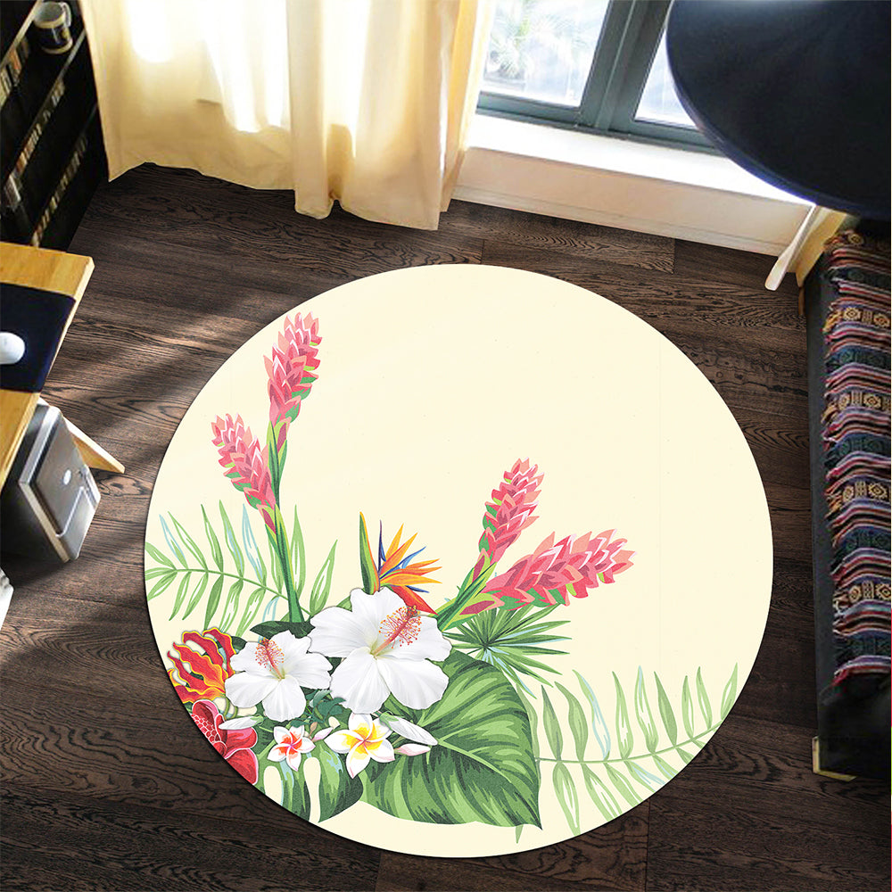 Hawaii Round Rug Wonderful Hibiscus Flower