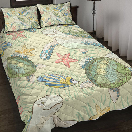 Hawaii Quilt Bed Set World Animal In Sea