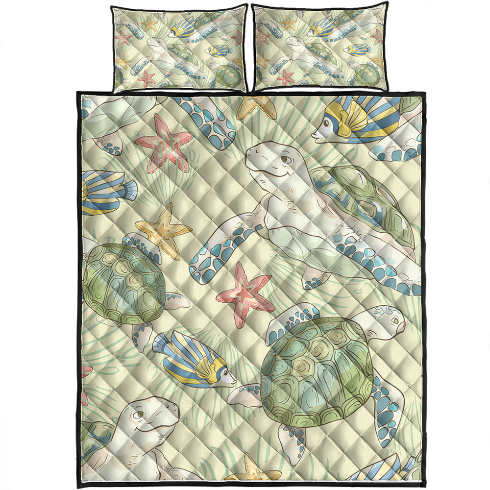 Hawaii Quilt Bed Set World Animal In Sea