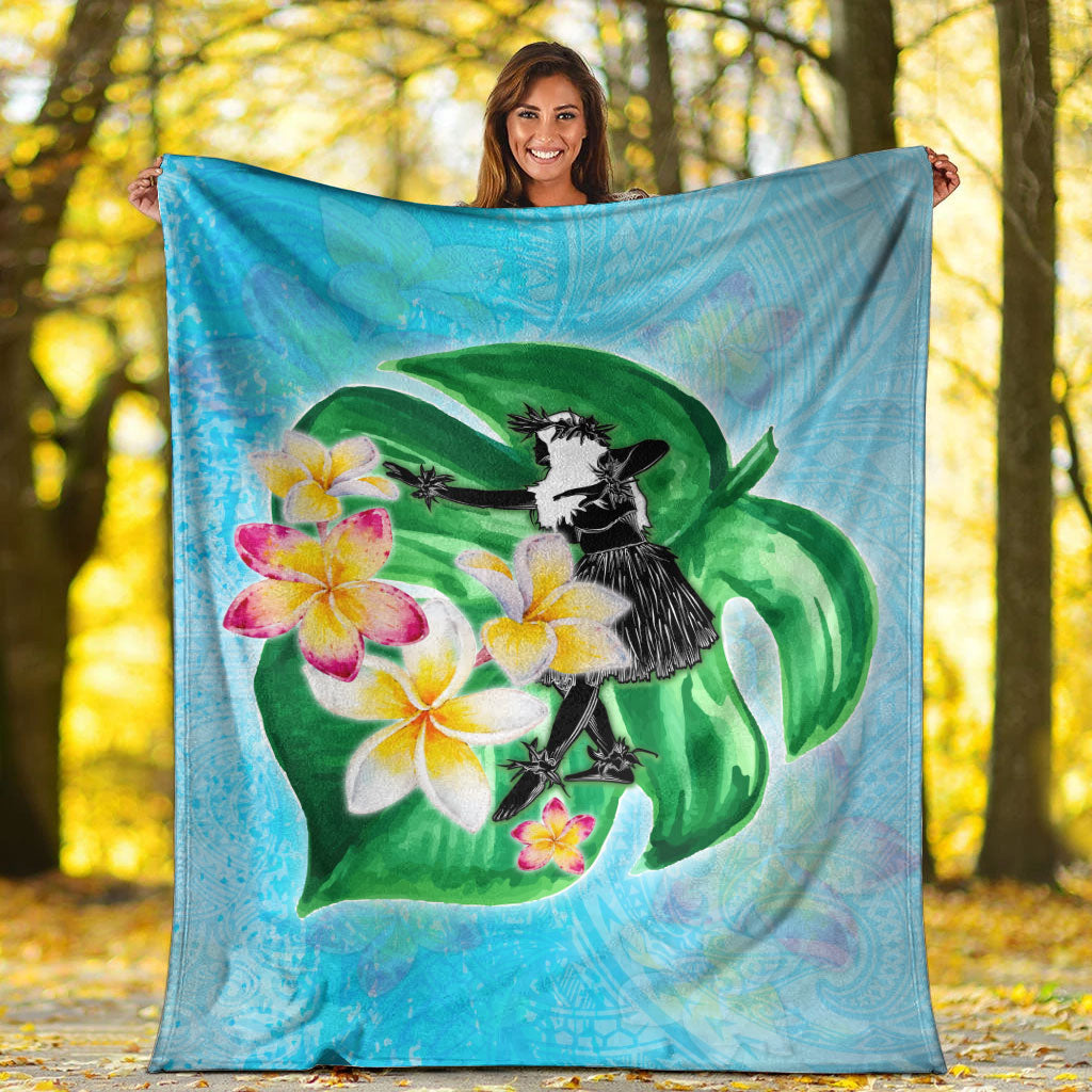 Hawaii Premium Blanket Hula Girls With Tropical Flowers Polynesian Style
