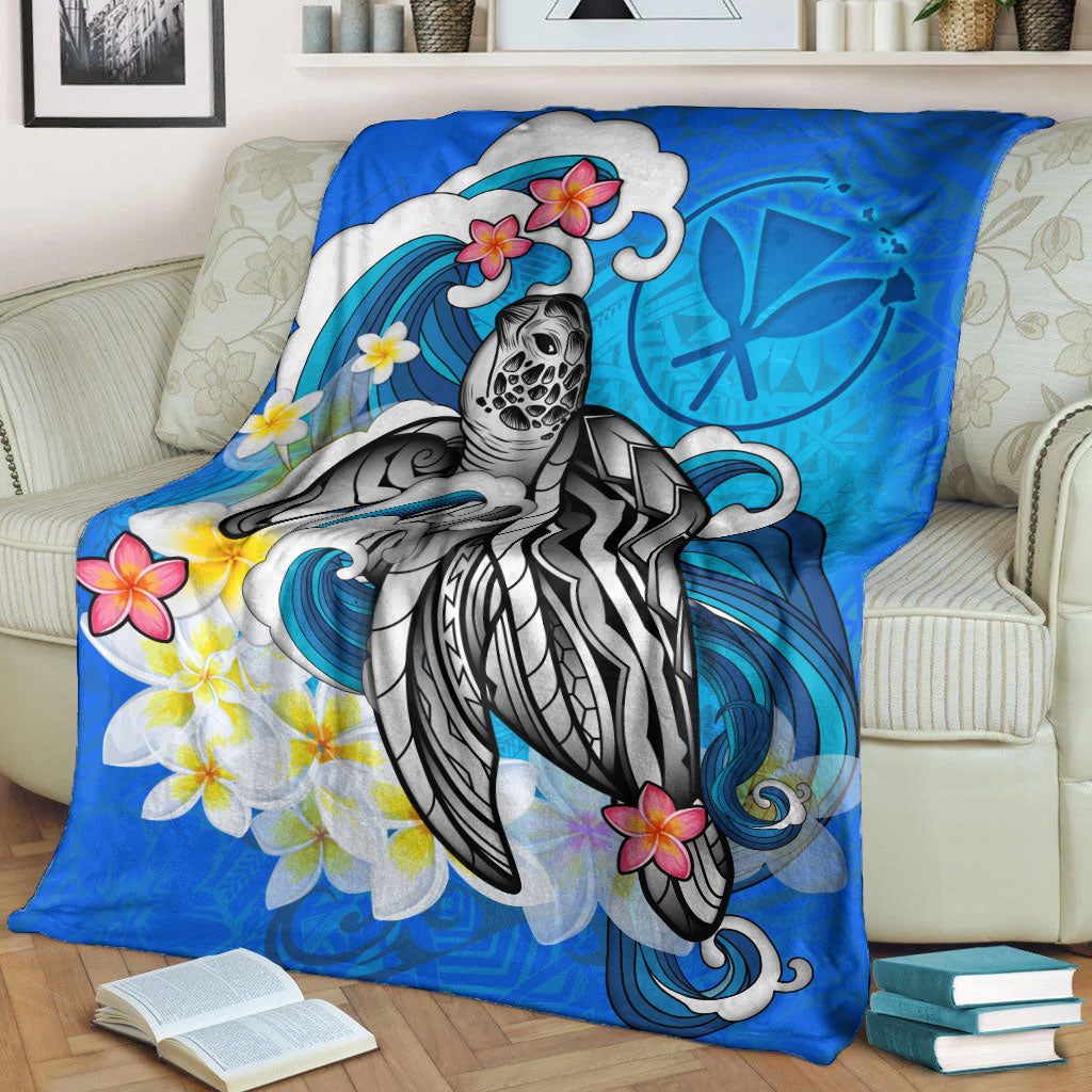 Hawaii Premium Blanket Turtle With Plumeria Flowers