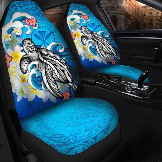 Hawaii Car Seat Covers Turtle With Plumeria Flowers