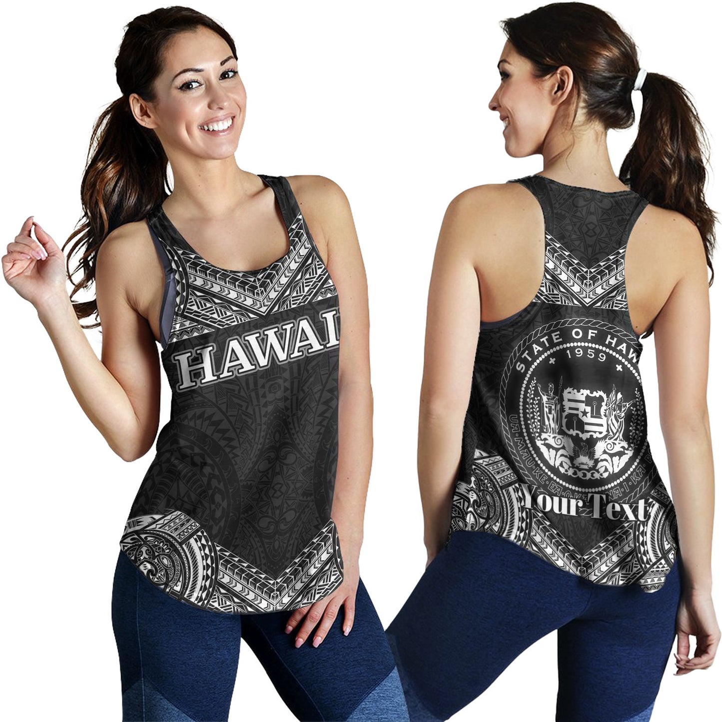 Hawaii Custom Personalised Women Tank Turtle Polynesian Pattern