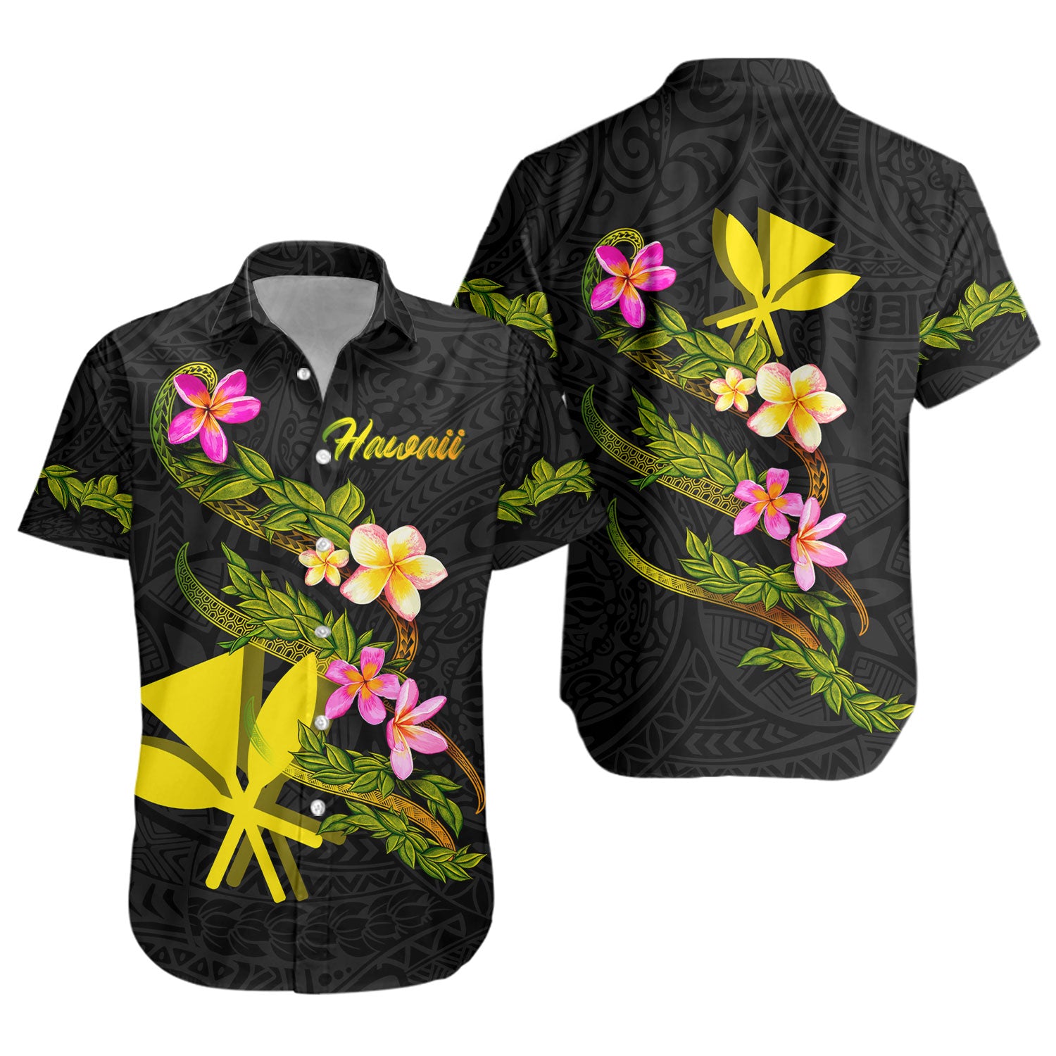 Hawaii Short Sleeve Shirt Custom Plumeria Tribal