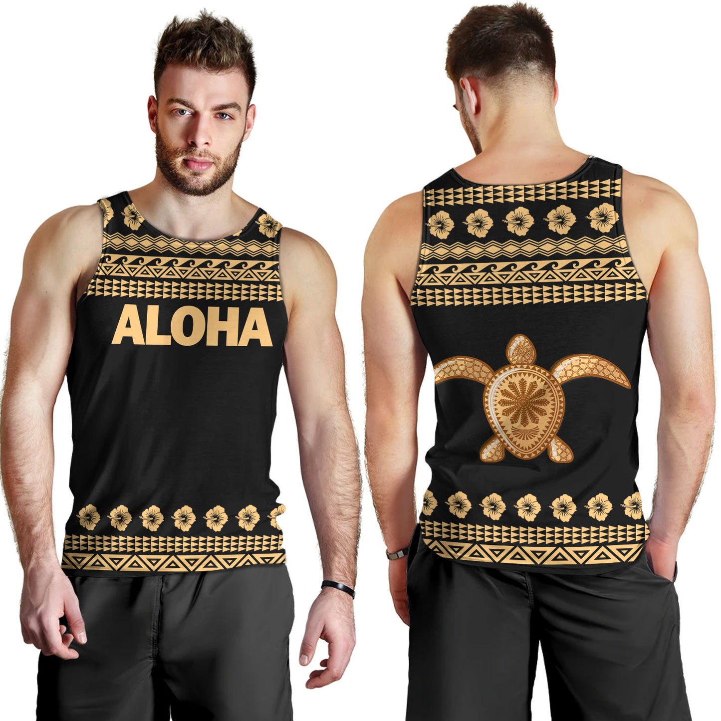 Hawaii Custom Personalised Tank Top Aloha Turtle With Traditional Hawaiian