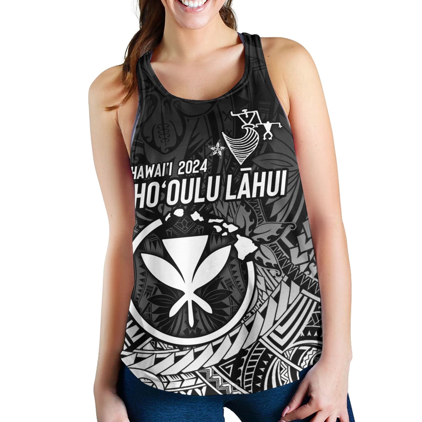 Hawaii Women Tank FestPAC 2024 Polynesian Pattern Design