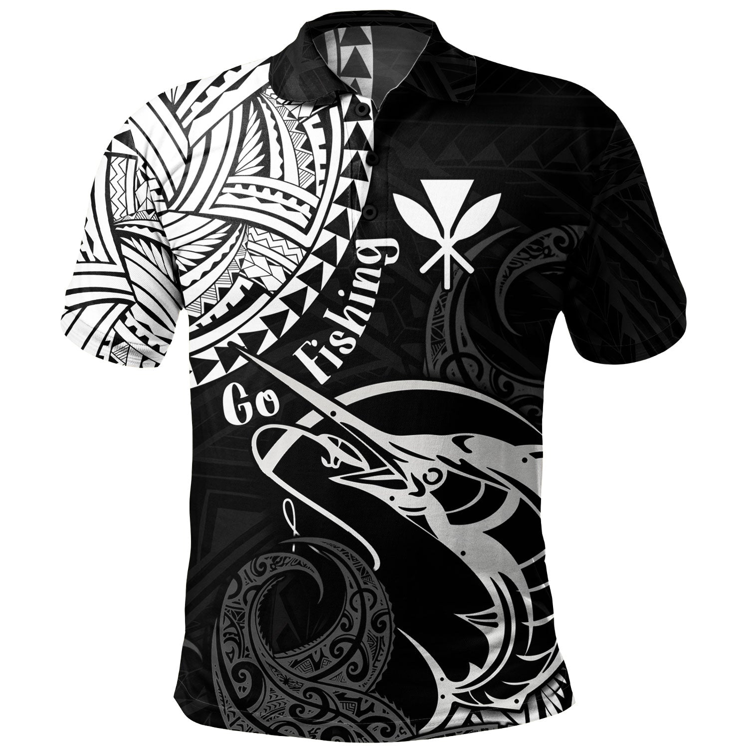 Hawaii Polo Shirt Go Fishing Polynesian Tribal Patterns
