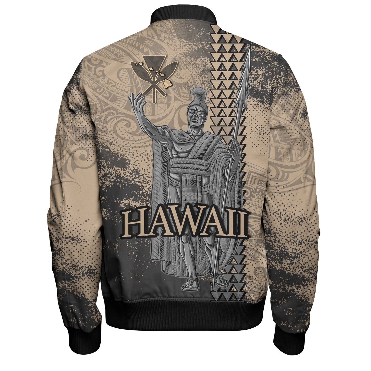 Hawaii Custom Personalised Bomber Jacket Hawaii King Grunge With Halftone Background