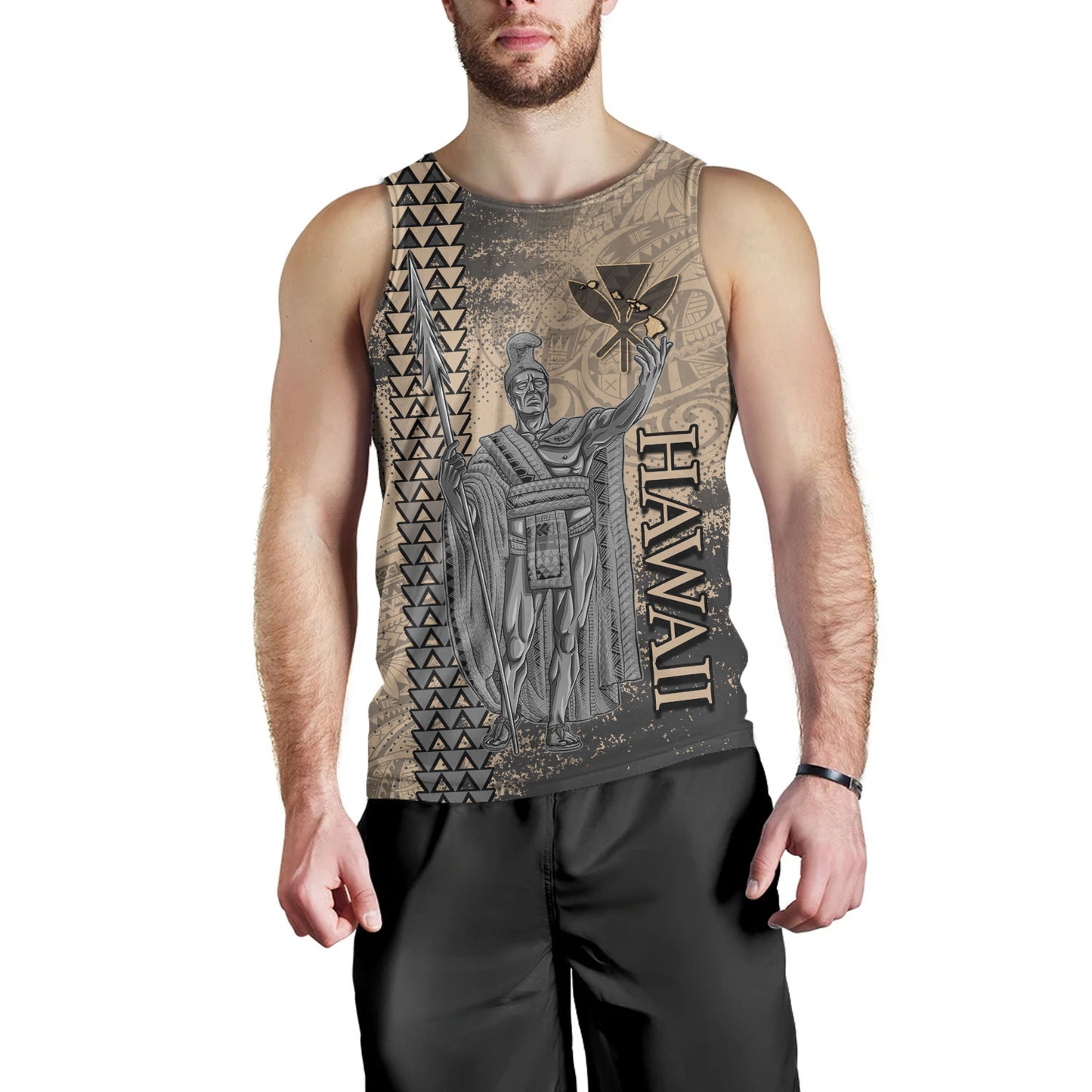 Hawaii Custom Personalised Tank Top Hawaii King Grunge With Halftone Background