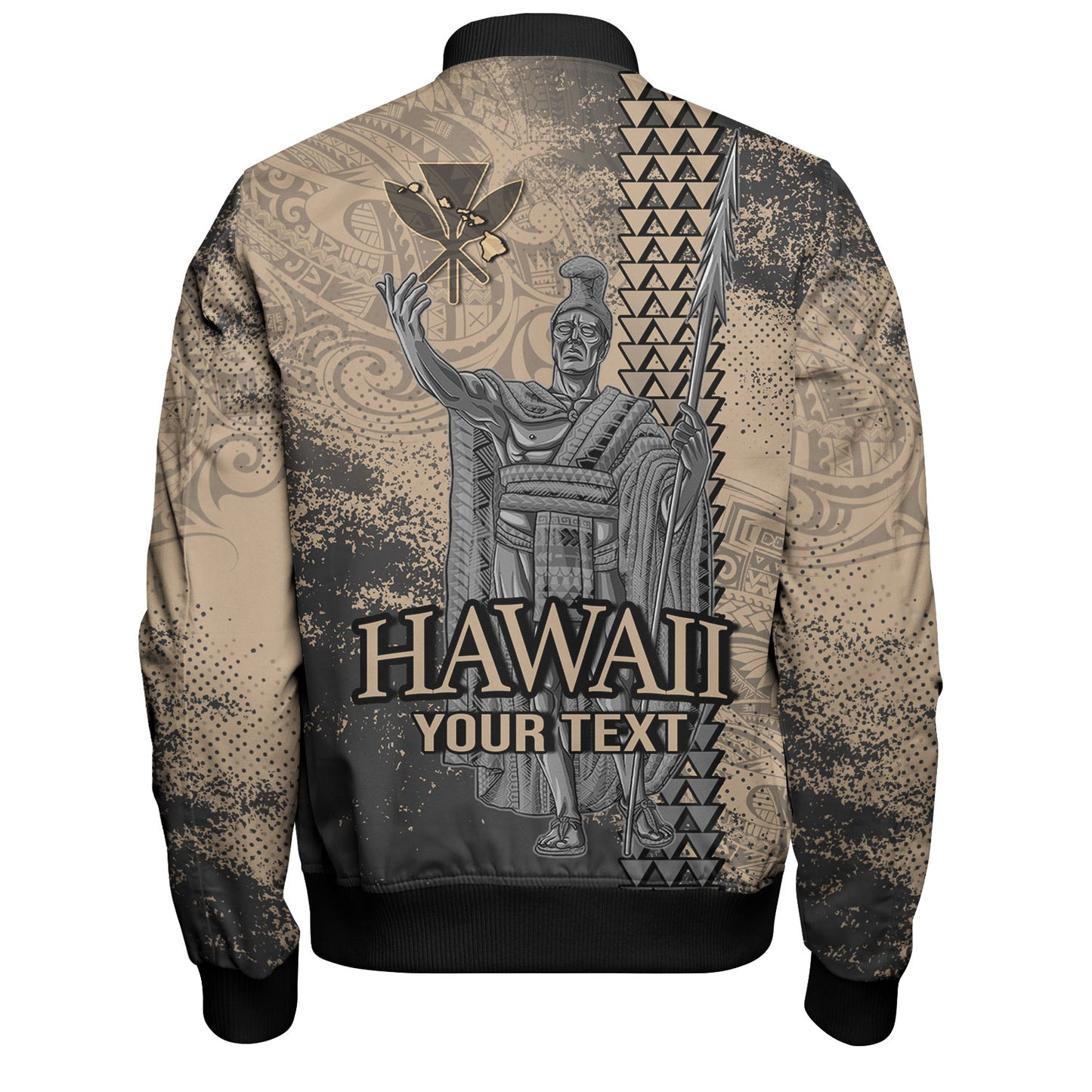 Hawaii Custom Personalised Bomber Jacket Hawaii King Grunge With Halftone Background