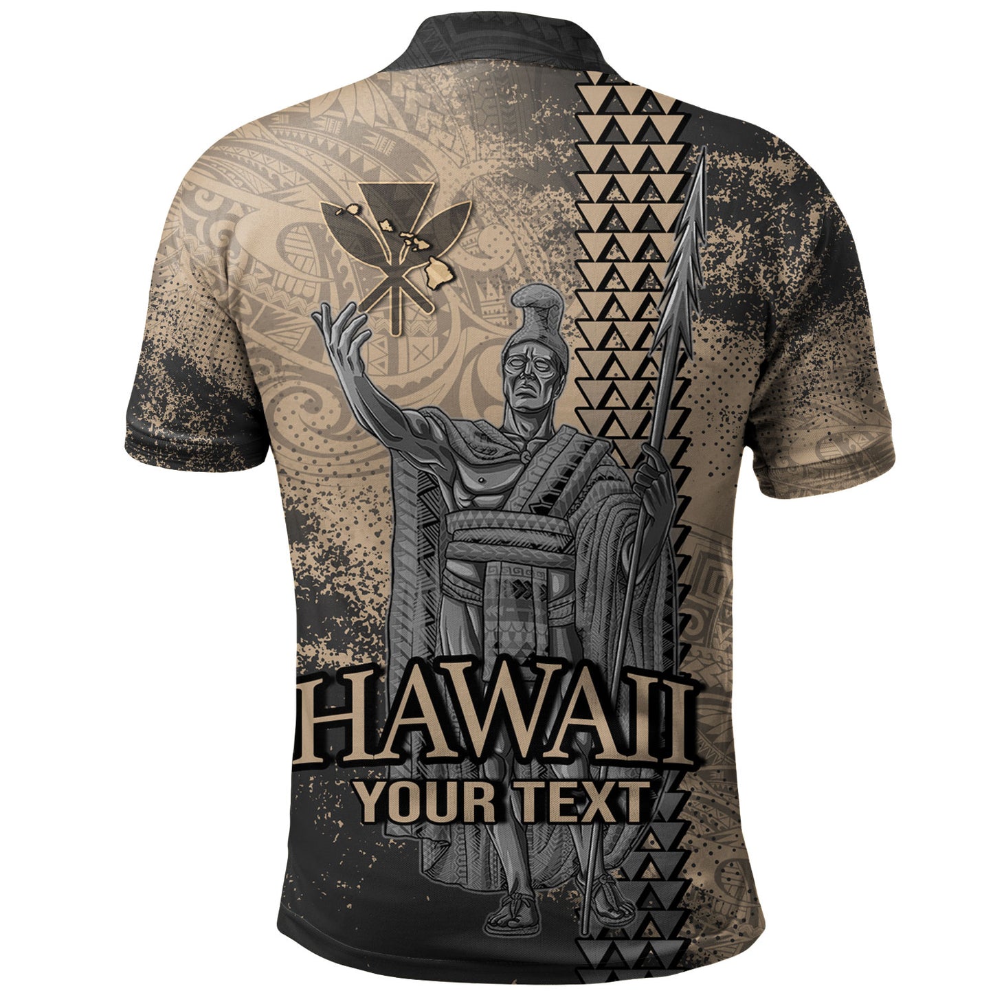 Hawaii Custom Personalised Polo Shirt Hawaii King Grunge With Halftone Background