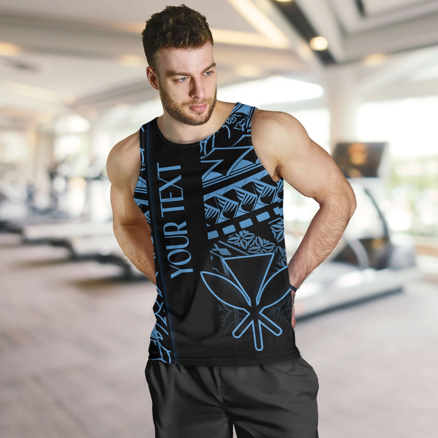 Hawaii Tank Top Custom Kanaka Maoli Hawaiian Blue Tribal Pattern